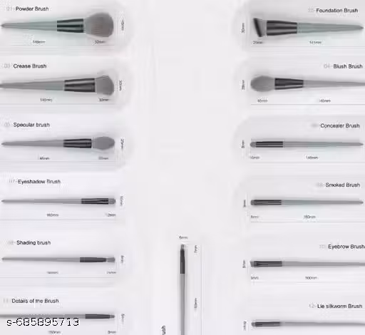 13 piece Green Colour Makup Professional Brushes