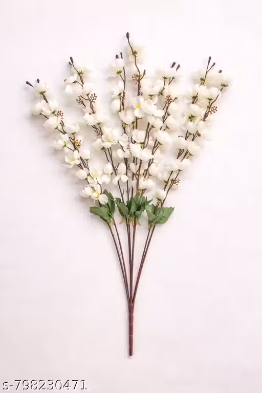(pack of 1) Artificial Cotton Flower Stems for Home Decoration (White Floral Sticks)