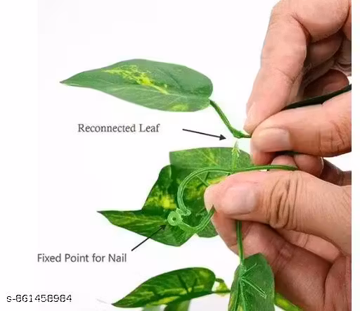 (Pack of 6)Artificial Green Vine with Hook & Reconnectable Leaves | Hanging Creeper Plant for Wall Décor, Balcony & Home Decoration | Easy Fix Nail Support Fake Plant