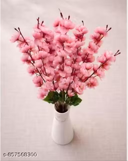 Artificial Pink Blossom Flower with Vase for Table Decoration