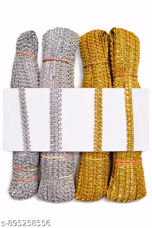 Lace Roll Combo | Designer Golden & Silver Decorative Border Lace | Saree Blouse Lehenga Embroidery Work