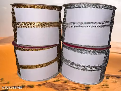 Fancy Lace Roll | Premium Golden & Silver Border Lace Pack of 4 | Embroidery Decoration Work