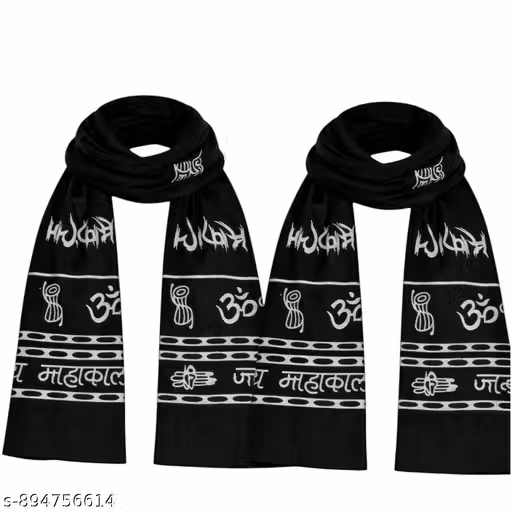 Premium Black Mahakal Printed Gamcha for Men | Cotton Devotional Scarf | Har Har Mahadev Design | Stylish Neck Wrap | Multipurpose Gamcha (56x29 Inch)