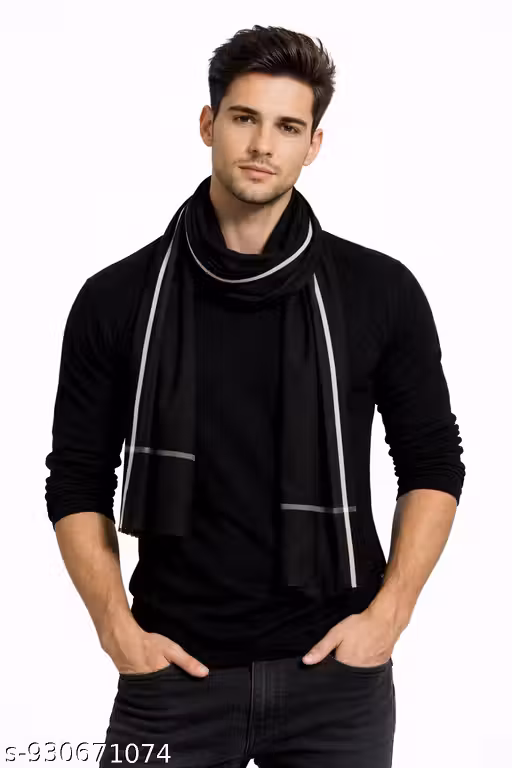 Classic Black Cotton Gamcha for Men | Traditional Handloom Neck Scarf | Soft Long Cotton Gamcha Towel | Black White Border Gamcha | Stylish Ethnic Scarf for Daily Wear Travel Outdoor Use |