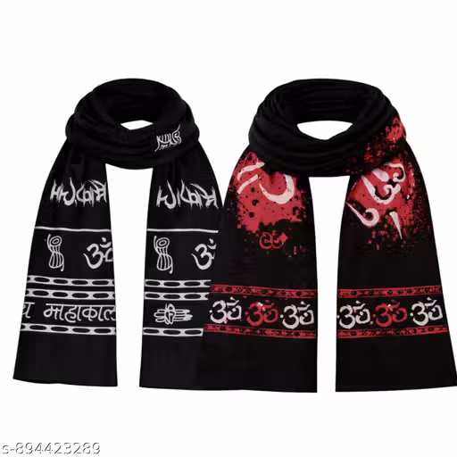 Mahakal Power Scarf (Gamcha) – Premium Cotton “ॐ जय महाकाल” Printed Neck Wrap | Stylish Devotional Streetwear | Black-Red Edition | Unisex