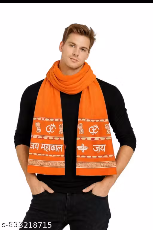 Red Toned Orange Mahakal Gamcha for Men | Premium Cotton Angochha Towel | Soft, Quick-Dry, Highly Absorbent | Multi-Use Head Wrap, Neck Cloth, Bath & Work Towel | Traditional Stylish Gamchha (Pack of 1)