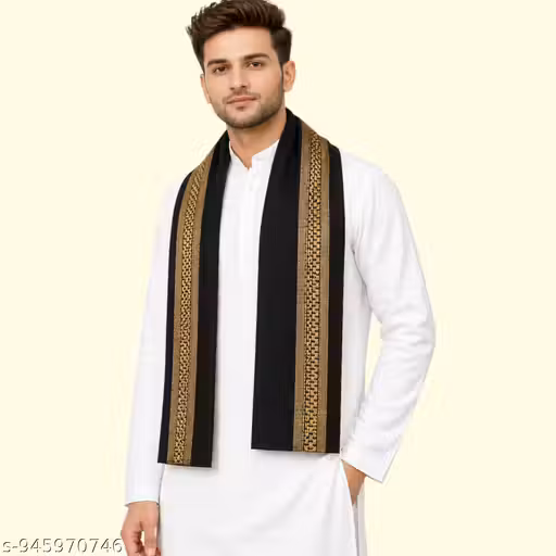 Black Sona Chandi Bath Towel for Men & Women | Soft Cotton Traditional Gamcha Towel 150x75 cm