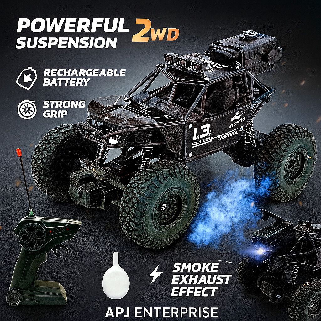 Remote Control Rock Crawler Car Toy for Kids 2 WD Rechargeable Black