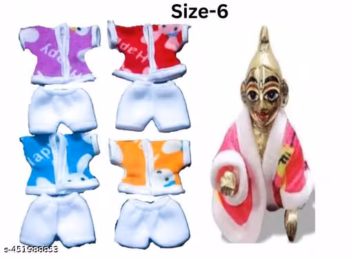 SIZE- 6 No. LADDU GOPAL DRESS WINTER WARM NEW NIGHT SUIT FOR KANHA / KRISHNA / BALGOPAL ( RANDOM COLOR AND PRINT )