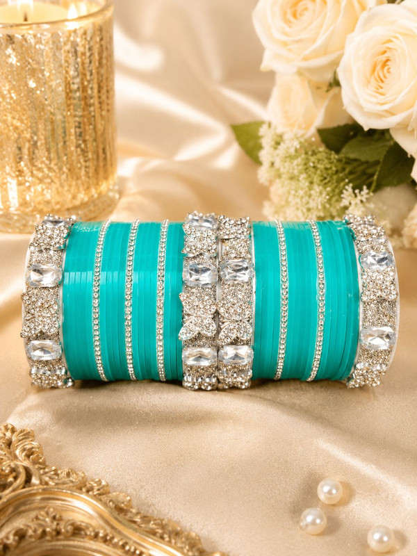 Pastel Blue Chuda Set | Designer Bridal Bangles For Women