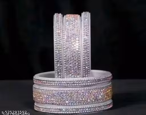 Plastic Cubic Work Kangan Set For Women & Girls | Designer Bangles Pack of 6