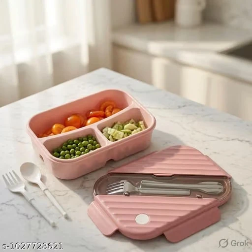 HomeHome & KitchenKitchen Storage & OrganisersLunch BoxesStylish 1 Piece Plastic Lunch Box Comes with 3 Detachable Box, 2 Spoons & Stylish Lid Bpa Free, Air Tight, Easy to Carry in Bag pack Ideal for Office, School & Outdoor Double Decker (pink)