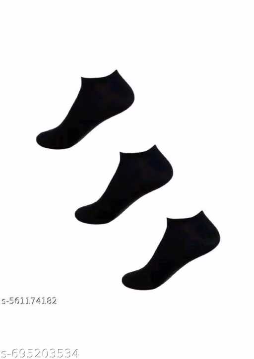 Black Unisex Ankle Socks for Men & Women | Soft Cotton Comfortable Daily Wear Sports Socks