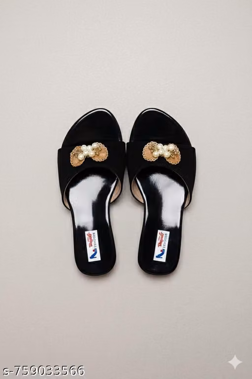 "Pearl Embellished Bow Sliders" ya "Ethnic Wedding Flats"