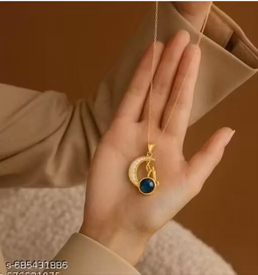 Trendy Moon Starfish Pendant Necklace for Women & Girls | Gold Tone Sea Star Charm with chain