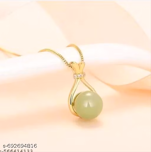 Anti Tarnish Stainless Steel Gold Snack Green Pendant Nacklace