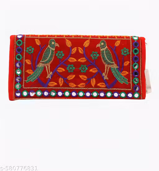 "Handmade Rajasthani Embroidered Clutch with Beautiful Design