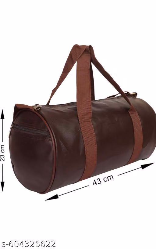 NEW STYLE WITH 3 ZIP BROWN LEATHERETTE TRAVEL/GYM/ DUFFLE BAG