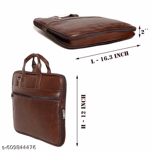 Zipper Leather Laptop & Messenger Bag / Men Bag / Cross Body Bags (Brown)