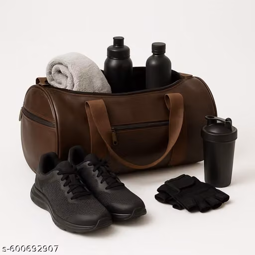 NEW STYLE BROWN LEATHERETTE TRAVEL DUFFLE BAG