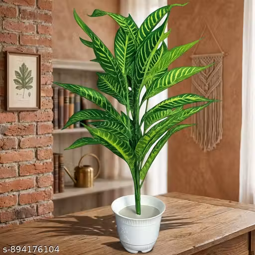 Premium Artificial Green Foliage Plant with Designer Pot – Elegant Tabletop Indoor Décor for Home, Office & Living Space (60 x 40 cm)