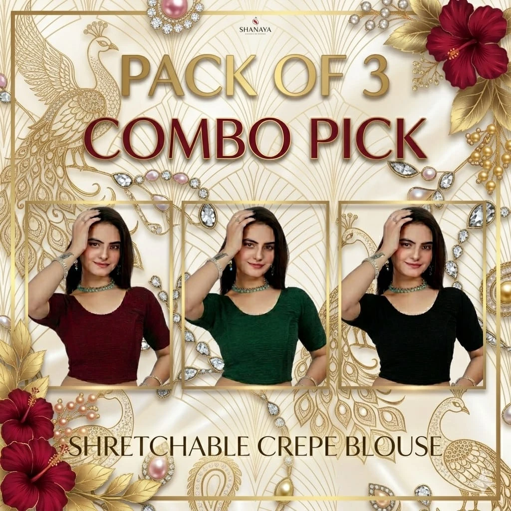 Women Trendy Party Wear Blouse Combo Pack of 3 Ethnic Wear Set
