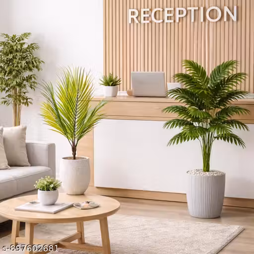 Artificial Palm Leaves ( WITHOUT POTS ) Set of 2 – Realistic Decorative Green Plants for Home, Office & Indoor Decoration