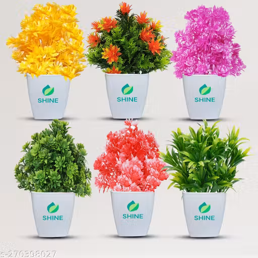 Set of 6 Combo Colourful Artificial Plant With Pot for Home Decor and Gifting Artificial Plants And Flowers Can Be Used As Decorations For Furniture And Office Environment Small Fake Plants, Artificial Potted Plants, Faux Mini Plants Indoor (Pack Of 6)