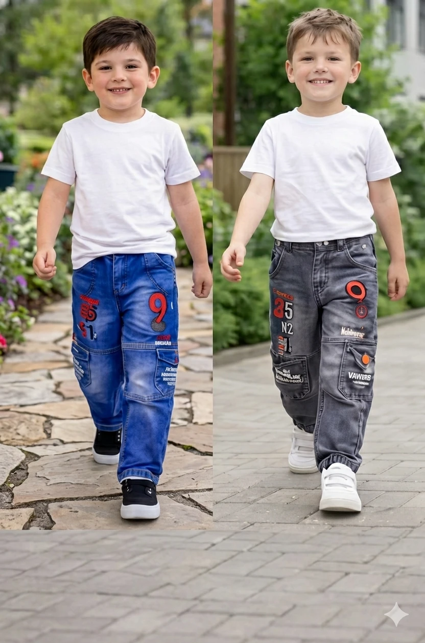 Little Muffs Boys Girls RFD Denim Jeans Stylish Elastic Waist Jeans