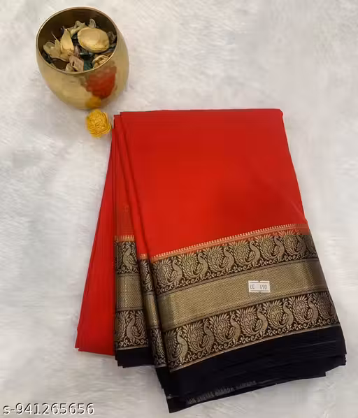 Red Art Crepe Saree for Women | Celebrity-Inspired Designer Party Wear, Wedding & Festive Ethnic Saree