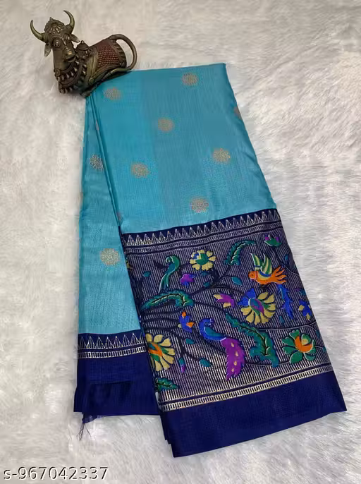 Light Blue Heavy Art Crepe Saree for Women | Designer Party Wear, Wedding & Festive Ethnic Saree