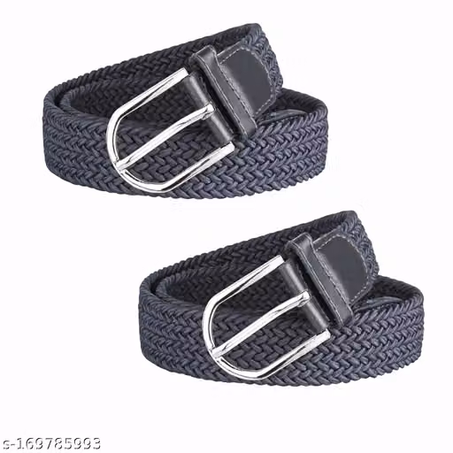 Stylish Pack of 2 Stretchable Woven Belts – Unisex Adjustable Braided Casual Waist Belt