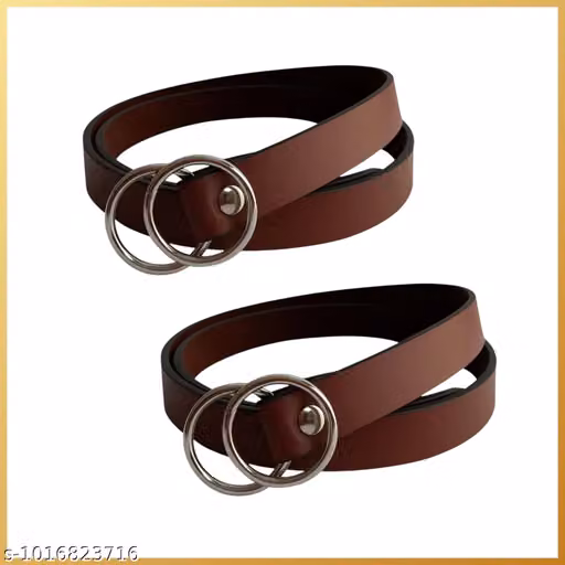 Women's Double Ring Buckle Faux Leather Belt for Women & Girls | Adjustable Casual Fashion Waist Belt