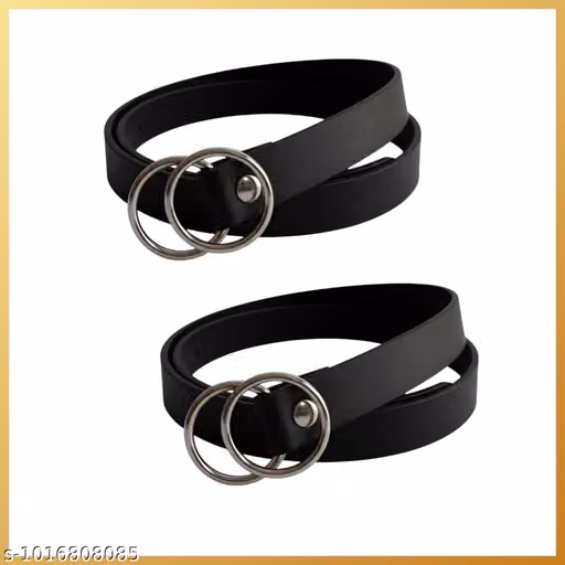 Women's Double Ring Buckle Faux Leather Belt for Women & Girls | Adjustable Casual Fashion Waist Belt
