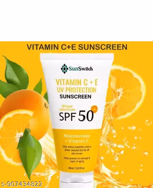 Sunscreen - SPF 50 PA+++ Vitamin C+E Super Bright Sunscreen, SPF 50 PA+++ (60 g) pack of 1