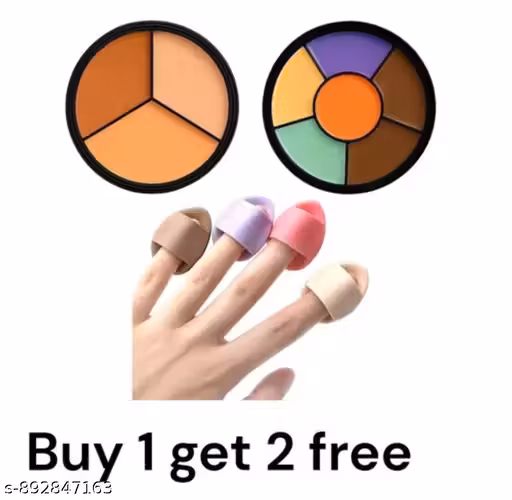 Concealer Palette - Shade Corrector | Makeup for Face | Satin–Matte Finish | 3-in-1 Conceal, Contour & Correct | Waterproof |15gm(6 in 1 and 4 puff free)