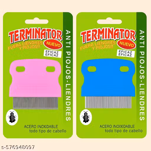 Head Lice, Nit & Egg Removal with Long Fine Metal Teeth (Multicolor) PACK OF 2