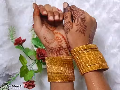 HAND KKRAFTS Trendy Metal Bangles Golden Silver Black Plated Kangan/Kada/Bracelet for Women & Girls
