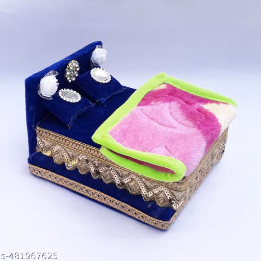 Thakur ji Bed / Laddu Gopal ji Bed with Blanket usable 0 to 2 no | R D Handicraft
