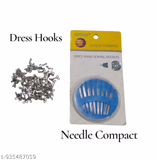 Tube Needle Compact , blouse hook, blouse huke, blouse hook packet, tailoring material, blouse hook box, Dress Hook for Tailoring and Embroidery (Silver) Hook Eye (Approx 250 pcs) | R D Handicraft