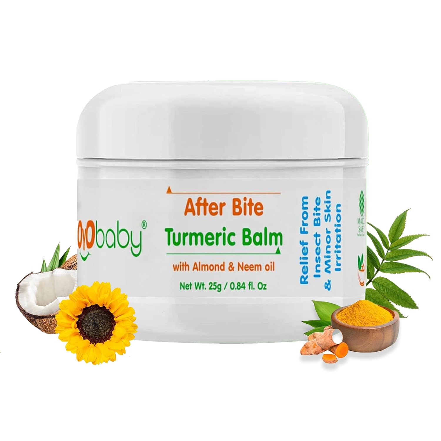 OYO BABY After Bite Turmeric Balm with Almond & Neem Oil for Babies – Relief from Rashes, Mosquito & Insect Bites, 100%...