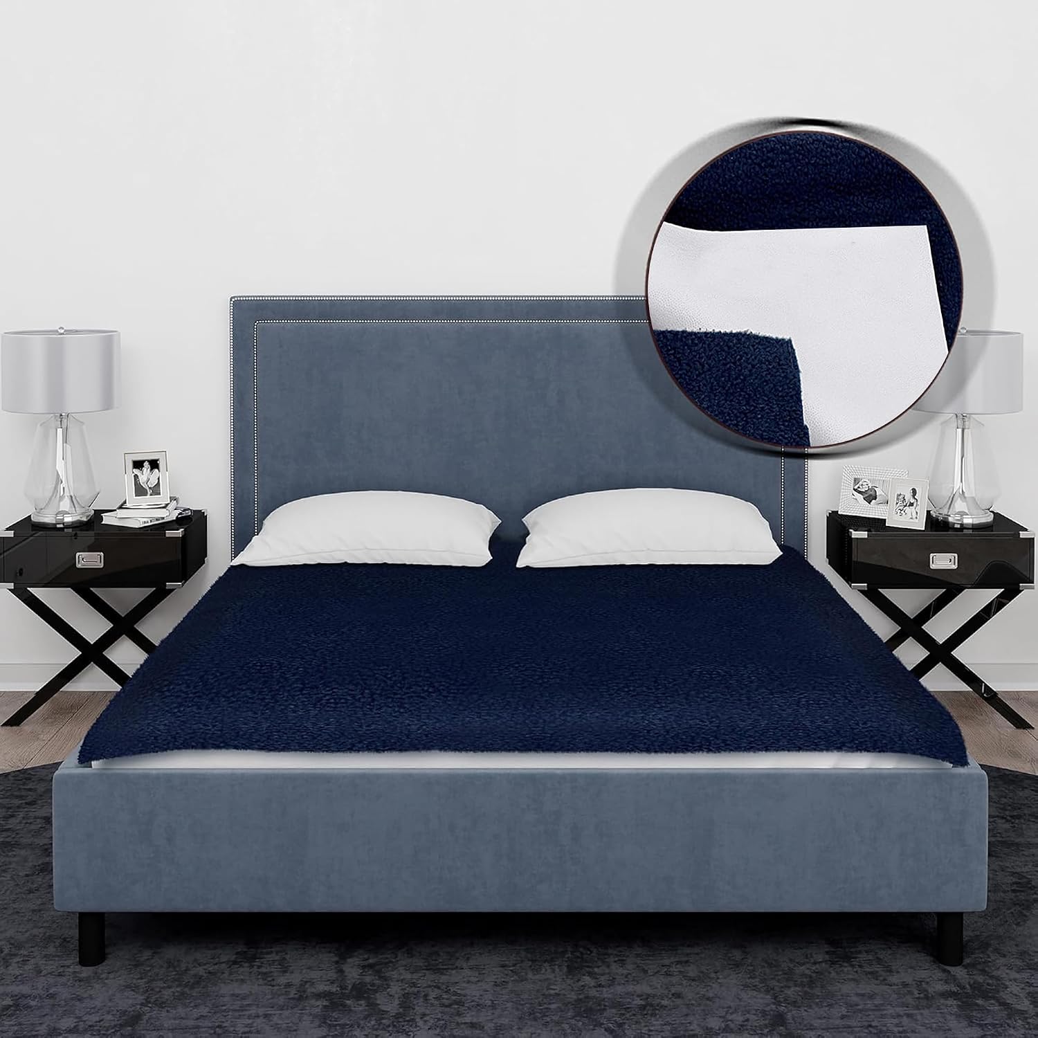 OYO BABY Extra Absorbent Waterproof Baby Dry Sheet (Dark Blue, Double Bed Size (260cm X 200cm))