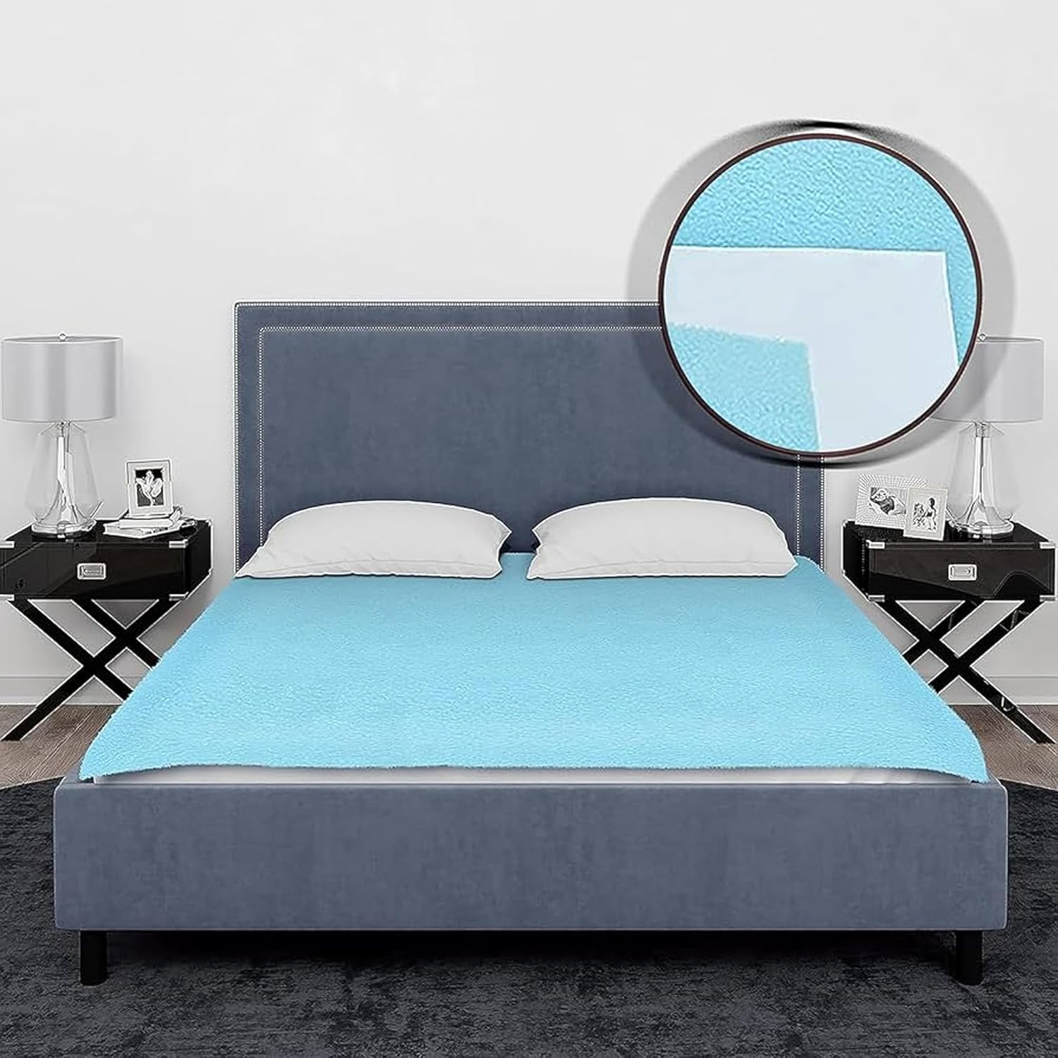OYO BABY Double Bed Size Mattress Protector | Soft, Waterproof & Quick-Dry Dry Sheet 260×200 cm | Suitable for All Ages | Extra Absorbent, Rash-Free & Reusable Bed Pad - Blue