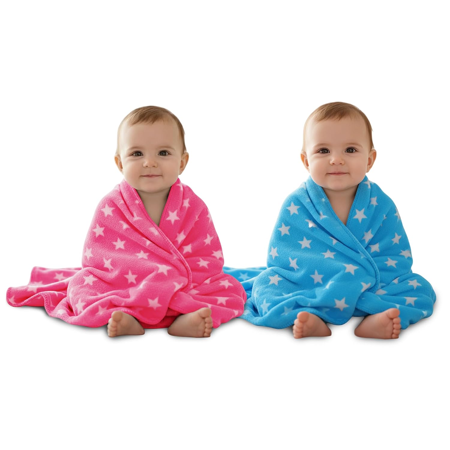 OYO BABY Soft Fleece Baby Blanket, Star Print Blue - Blanket for New Born Baby, Baby Blanket for 0-2 Years | Newborn Swaddle Wrap, Lightweight & Breathable | Baby Gift | 0-24 Months, 100x75 cm