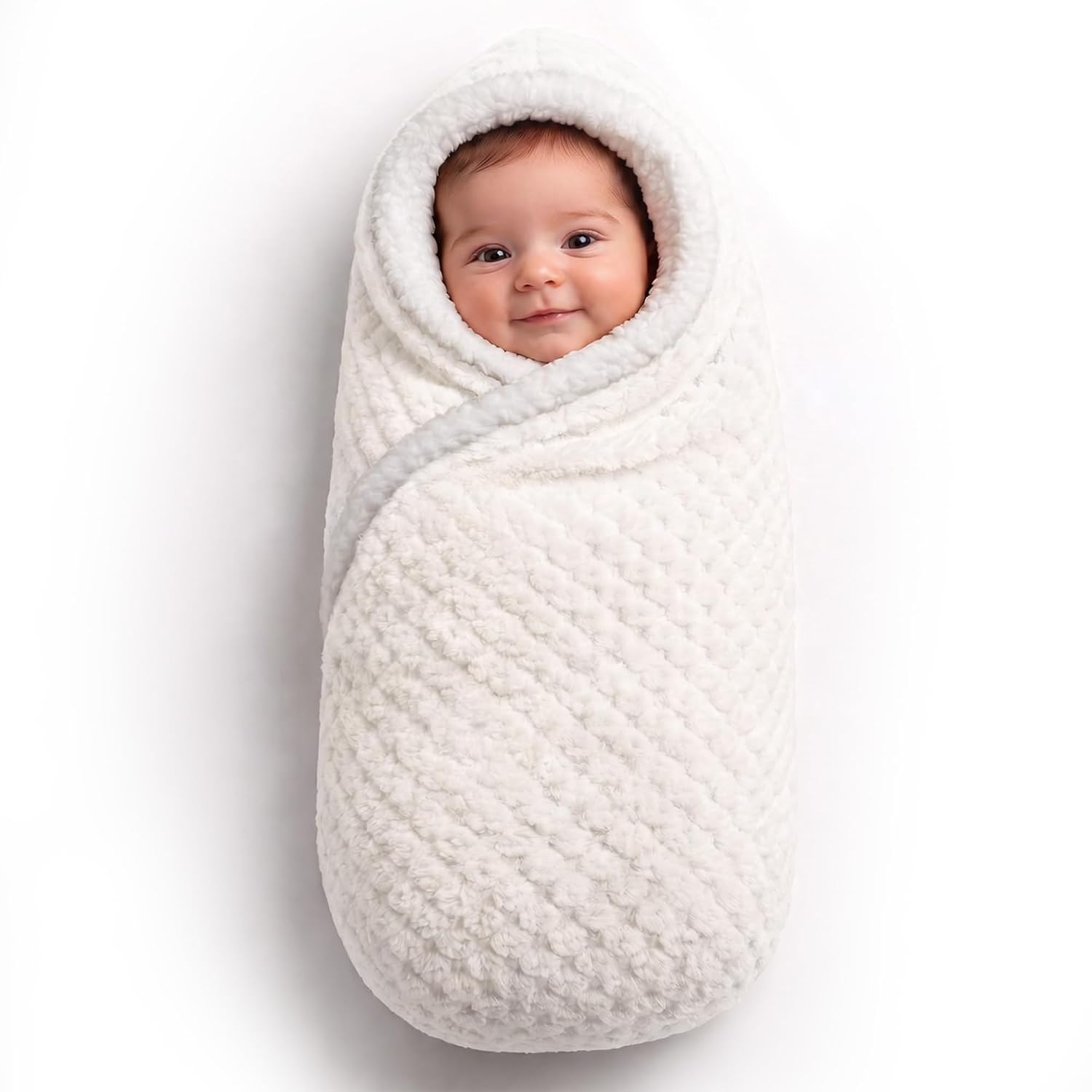 OYO BABY Baby Blanket for Newborns – Super Soft Fleece Hooded Wrapper Sheet for Baby Boys & Girls, Lightweight Swaddle Blanket, (0-24 Months, 100 cm x 70 cm) - White