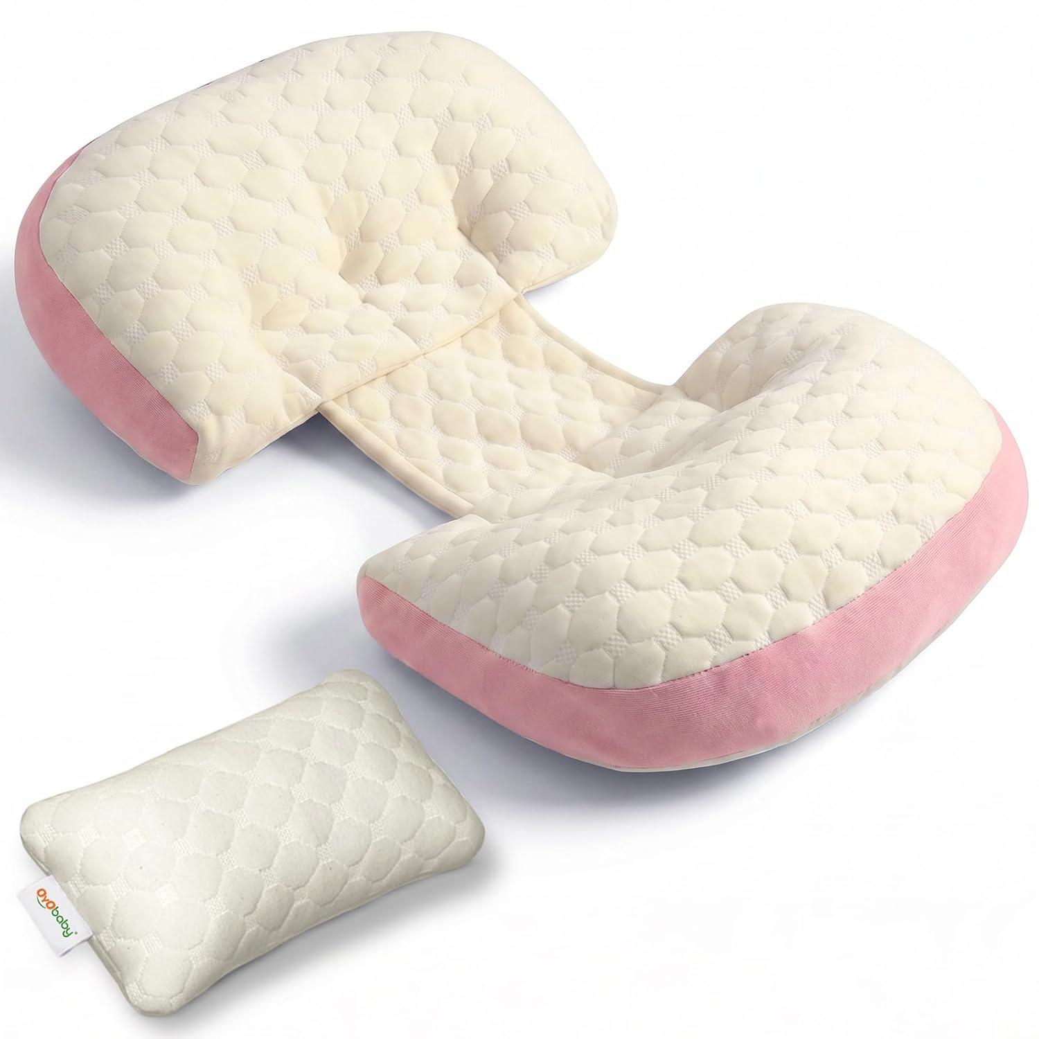 OYO BABY Pregnancy Pillow H-Shape Adjustable Maternity Pillow | Velcro-Fit Belly & Back Support for Side Sleeping | Relieves Waist, Hip & Back Pain | Compact Pregnancy Support Pillow for Comfort- Pink