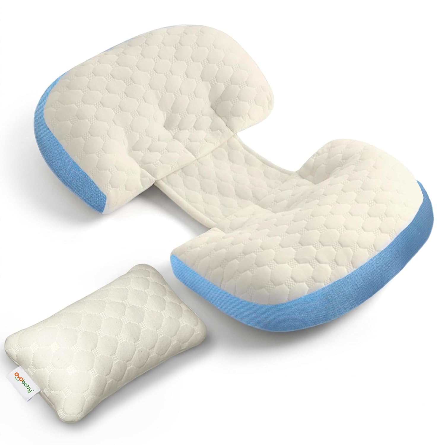 OYO BABY Pregnancy Pillow H-Shape Adjustable Maternity Pillow | Velcro-Fit Belly & Back Support for Side Sleeping | Relieves Waist, Hip & Back Pain | Compact Pregnancy Support Pillow for Comfort- Blue