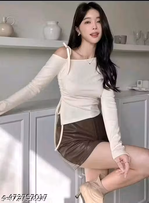 Letest One side Drawasting long sleeve top for Girls