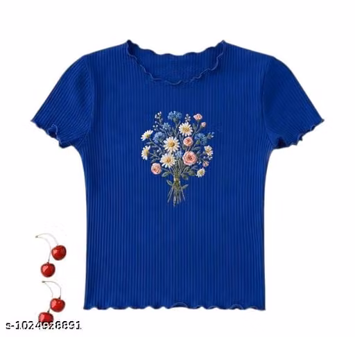 Potter goods latest flowers print crop piko top for girls (crop piko flower)