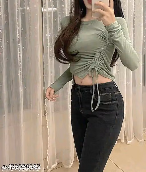 Letest front Gathers south coria long sleeve top